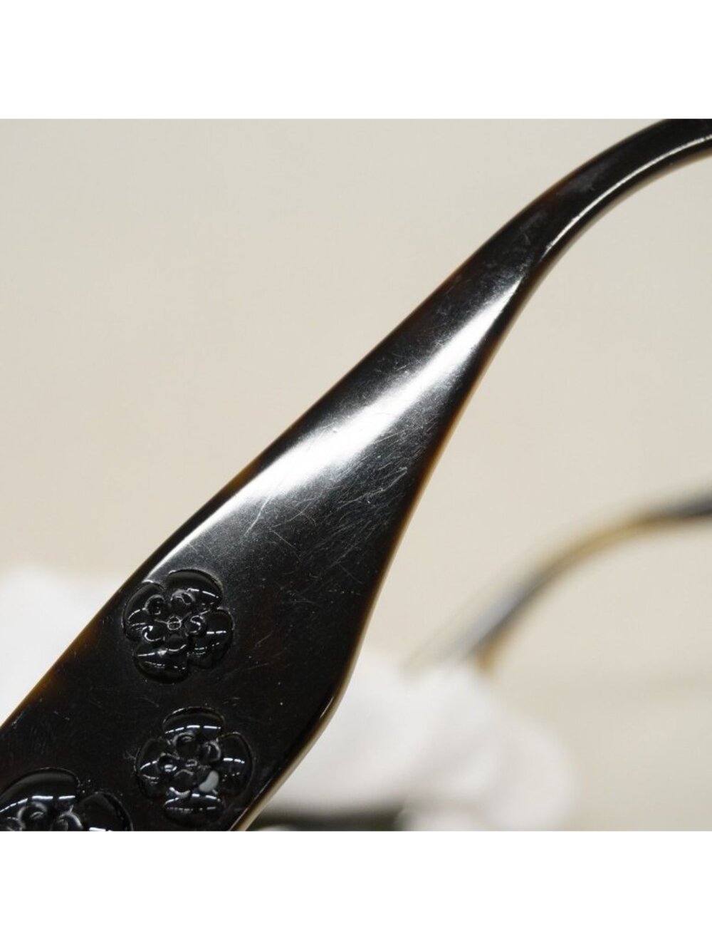 Chanel Sunglasses Camellia Acetate Black Khaki Silver Eyewear - Picture 7 of 8